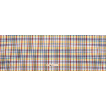 Cotton Twill Shirting - Butter Yellow, Brown and Blue Plaid - Deadstock