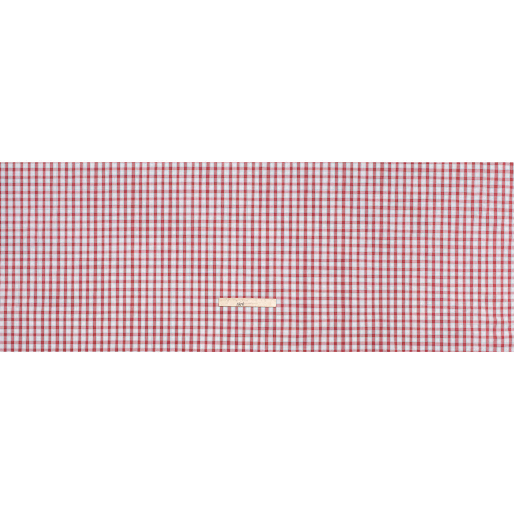 Cotton Shirting - Red, Baby Blue and White Plaid - Deadstock