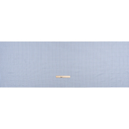 Cotton Herringbone Twill Shirting - Blue, Navy and White Plaid - Deadstock