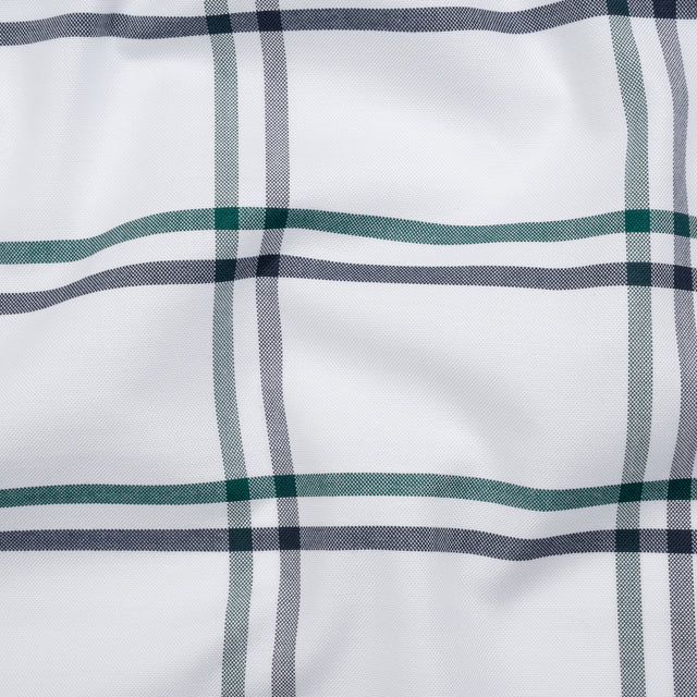 Cotton Oxford Shirting - Dark Green, Navy and White Plaid - Deadstock