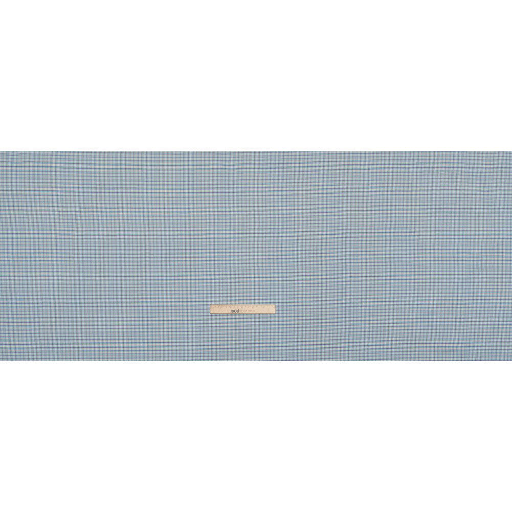 Cotton Oxford Shirting - Navy Blue, Sea Green and White Tattersall Check - Deadstock - Full