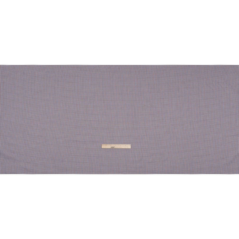 Cotton Twill Shirting Made in Italy - Pale Lavender and Brown Little Windowpane Check - Deadstock - Full