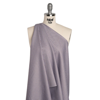 Cotton Twill Shirting Made in Italy - Pale Lavender and Brown Little Windowpane Check - Deadstock