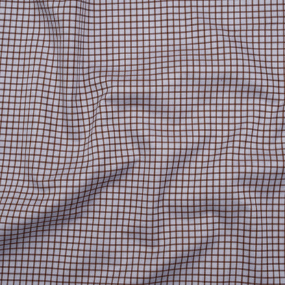 Cotton Twill Shirting Made in Italy - Pale Lavender and Brown Little Windowpane Check - Deadstock