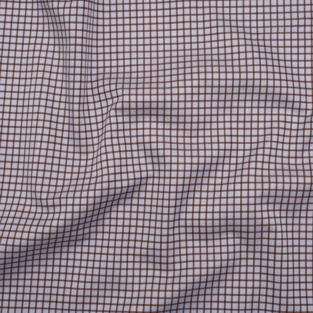 Cotton Twill Shirting Made in Italy - Pale Lavender and Brown Little Windowpane Check - Deadstock