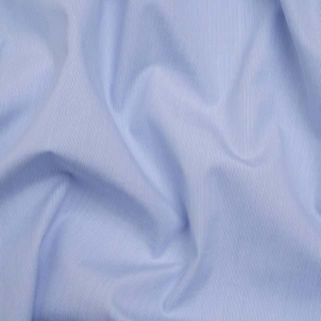 Cotton Shirting - Country Blue and White Super Fine Stripes - Deadstock
