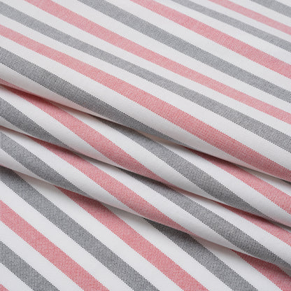 Cotton Oxford Shirting - Black, Red and White Stripes - Deadstock