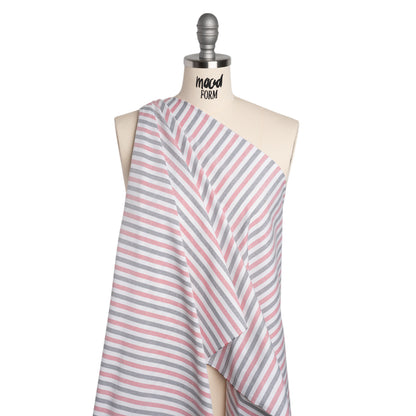 Cotton Oxford Shirting - Black, Red and White Stripes - Deadstock