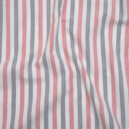 Cotton Oxford Shirting - Black, Red and White Stripes - Deadstock
