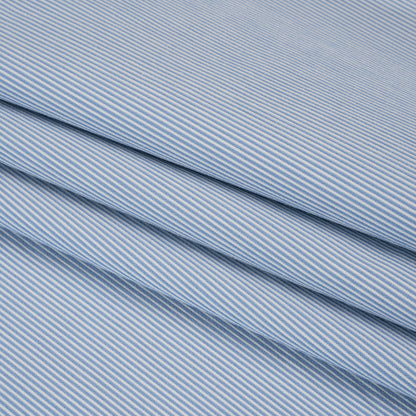 Brushed Cotton Dobby - Baby Blue and White Stripes - Deadstock