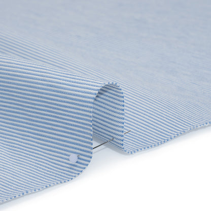 Brushed Cotton Dobby - Baby Blue and White Stripes - Deadstock