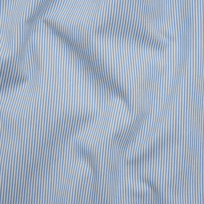 Brushed Cotton Dobby - Baby Blue and White Stripes - Deadstock