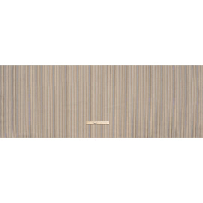 Stretch Cotton Twill - Tan, Light Blue and Dark Brown Barcode Stripes - Deadstock