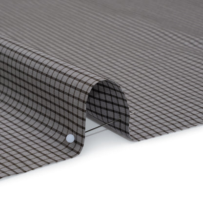 Cotton Shirting - Gray and Brown Mini Windowpane Check - Deadstock