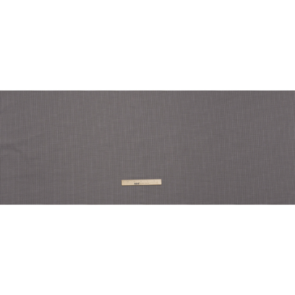 Cotton Shirting - Gray and Brown Mini Windowpane Check - Deadstock