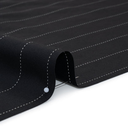 Stretch Cotton and Polyester Suiting - Black and White Stitched Stripes - Deadstock
