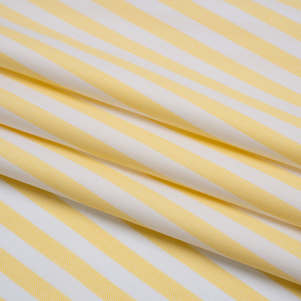 Cotton Oxford Shirting - Sunny Yellow and White Stripes - Designer Deadstock