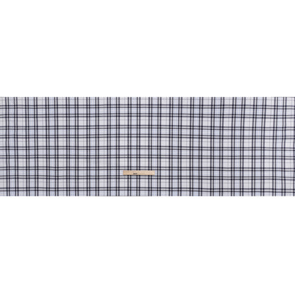 Cotton Shirting - Midnight Navy, Greige and White Plaid - Deadstock