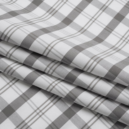 Cotton Oxford Shirting - Gray and White Check Plaid - Deadstock