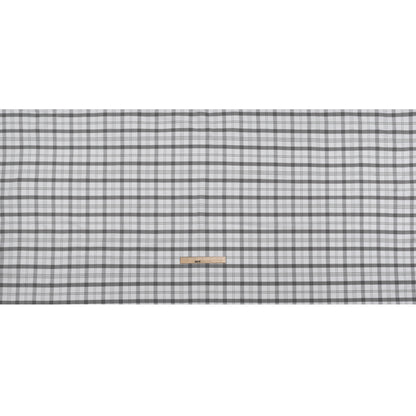 Cotton Oxford Shirting - Gray and White Check Plaid - Deadstock