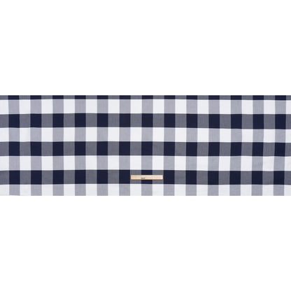 Cotton Oxford Shirting - Dark Blue and White Buffalo Check - Deadstock