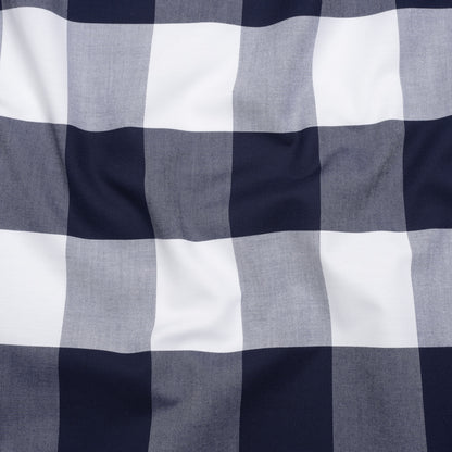Cotton Oxford Shirting - Dark Blue and White Buffalo Check - Deadstock