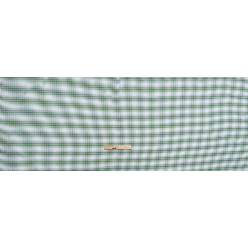 Cotton Oxford Shirting - Sage, Mint Green and White Tattersall Check - Deadstock - Full