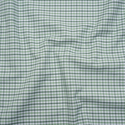 Cotton Oxford Shirting - Sage, Mint Green and White Tattersall Check - Deadstock