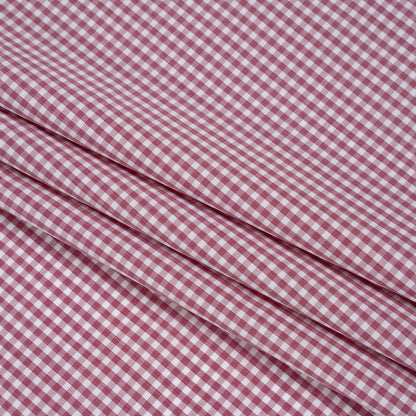 Cotton Shirting - Mulberry Pink and White Gingham Check - Deadstock
