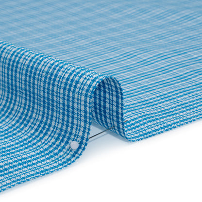 Cotton Oxford Shirting - Bright Blue and White Plaid - Designer Deadstock