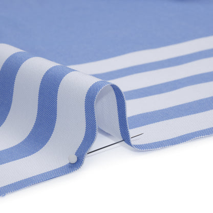 Cotton Oxford Shirting Panel - Blue and White Stripe Border - Deadstock
