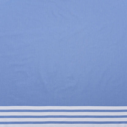 Cotton Oxford Shirting Panel - Blue and White Stripe Border - Deadstock