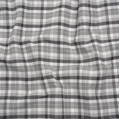 Cotton Oxford Shirting - Charcoal, Gray and White Plaid - Deadstock