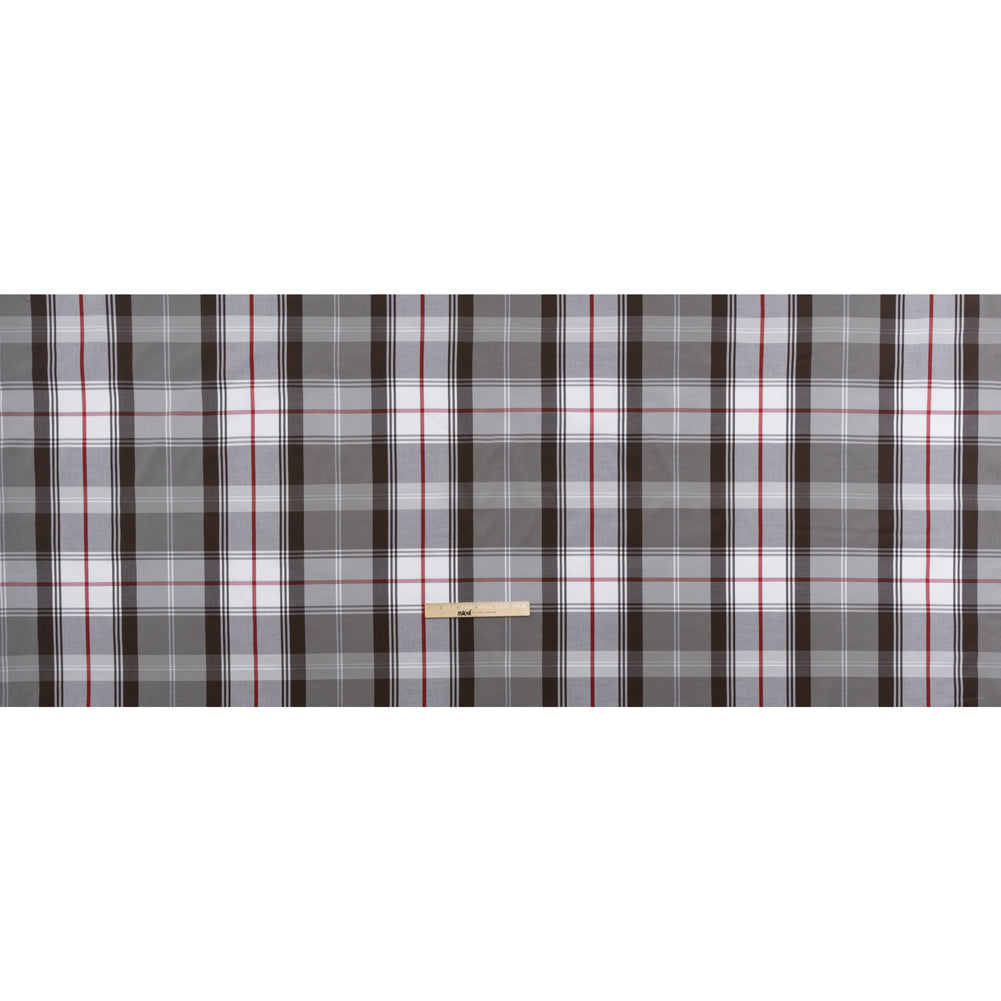Cotton Shirting - Brown, Red and White Plaid - Deadstock - Full