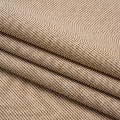 Cotton Top-Weight Woven - Cream and Tan Candy Stripes - Deadstock