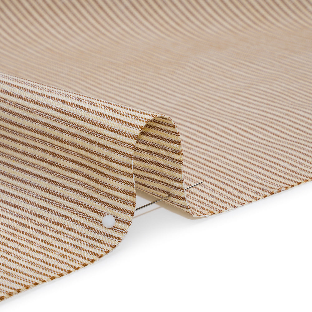 Cotton Top-Weight Woven - Cream and Tan Candy Stripes - Deadstock