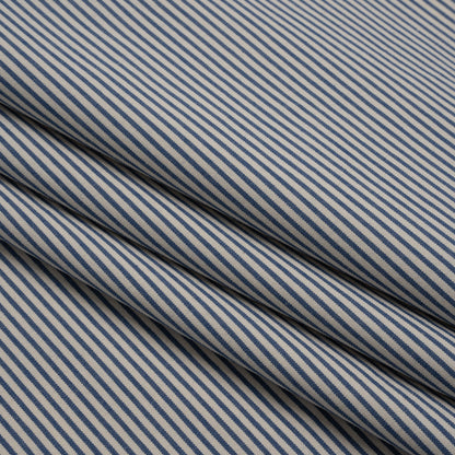 Cotton Woven - Off White and Blue Candy Stripes - Deadstock
