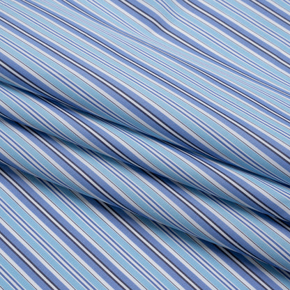 Cotton Poplin - Blue, Sky and White Stripes - Deadstock