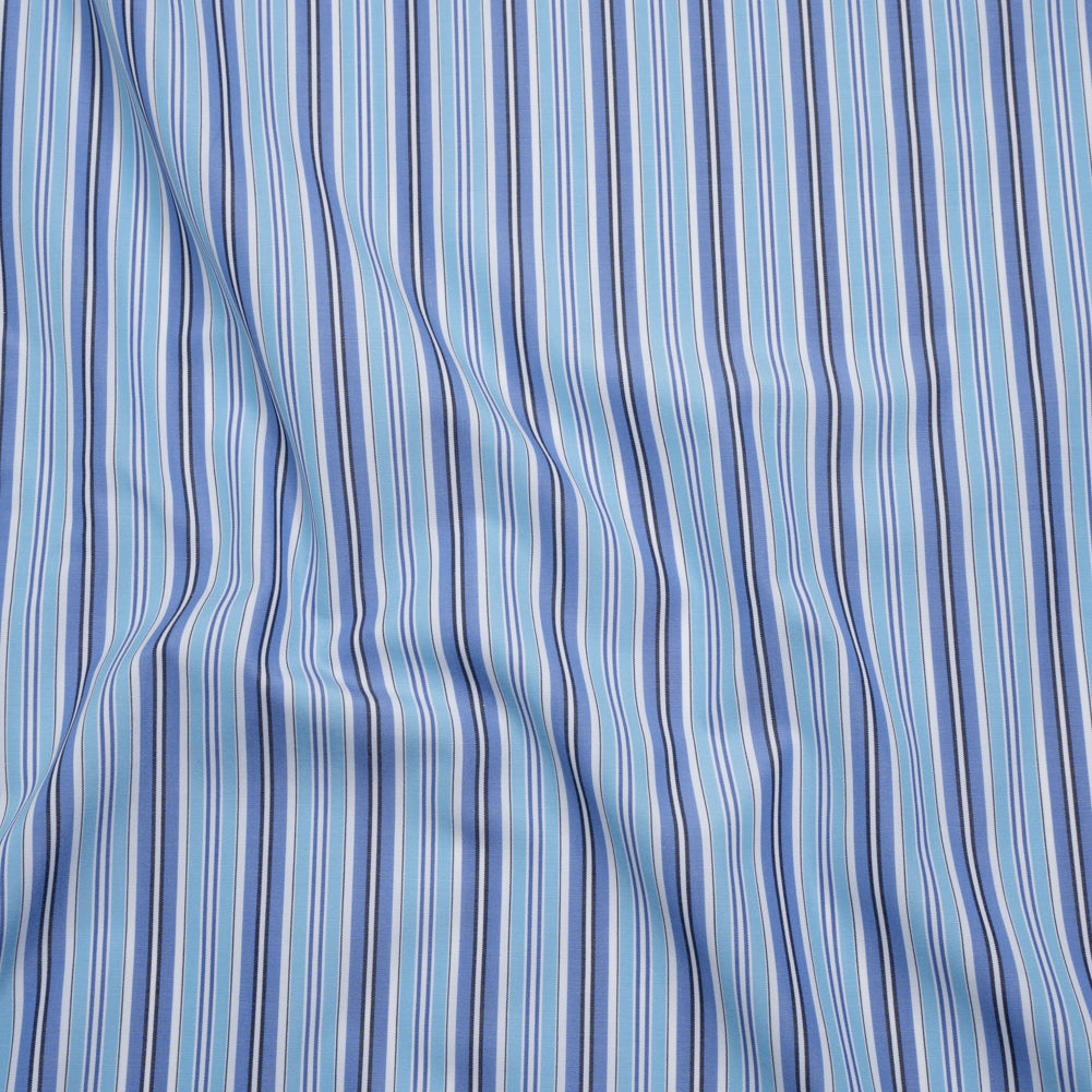 Cotton Poplin - Blue, Sky and White Stripes - Deadstock