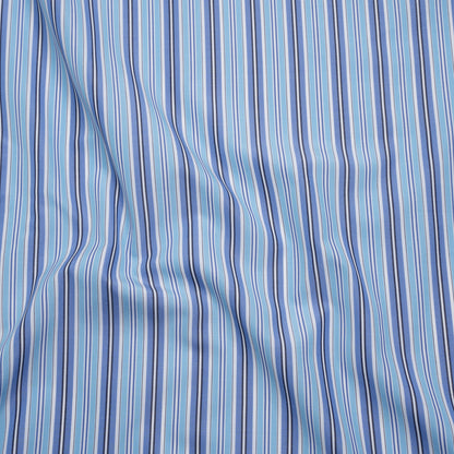 Cotton Poplin - Blue, Sky and White Stripes - Deadstock
