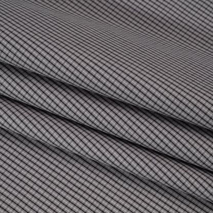 Cotton Twill - Gray, Black and White Striped Checks - Deadstock