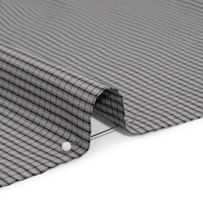Cotton Twill - Gray, Black and White Striped Checks - Deadstock
