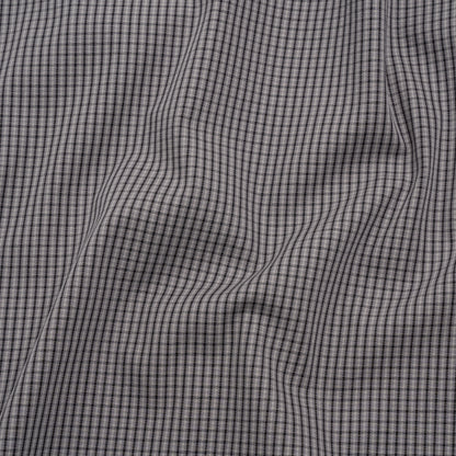 Cotton Twill - Gray, Black and White Striped Checks - Deadstock