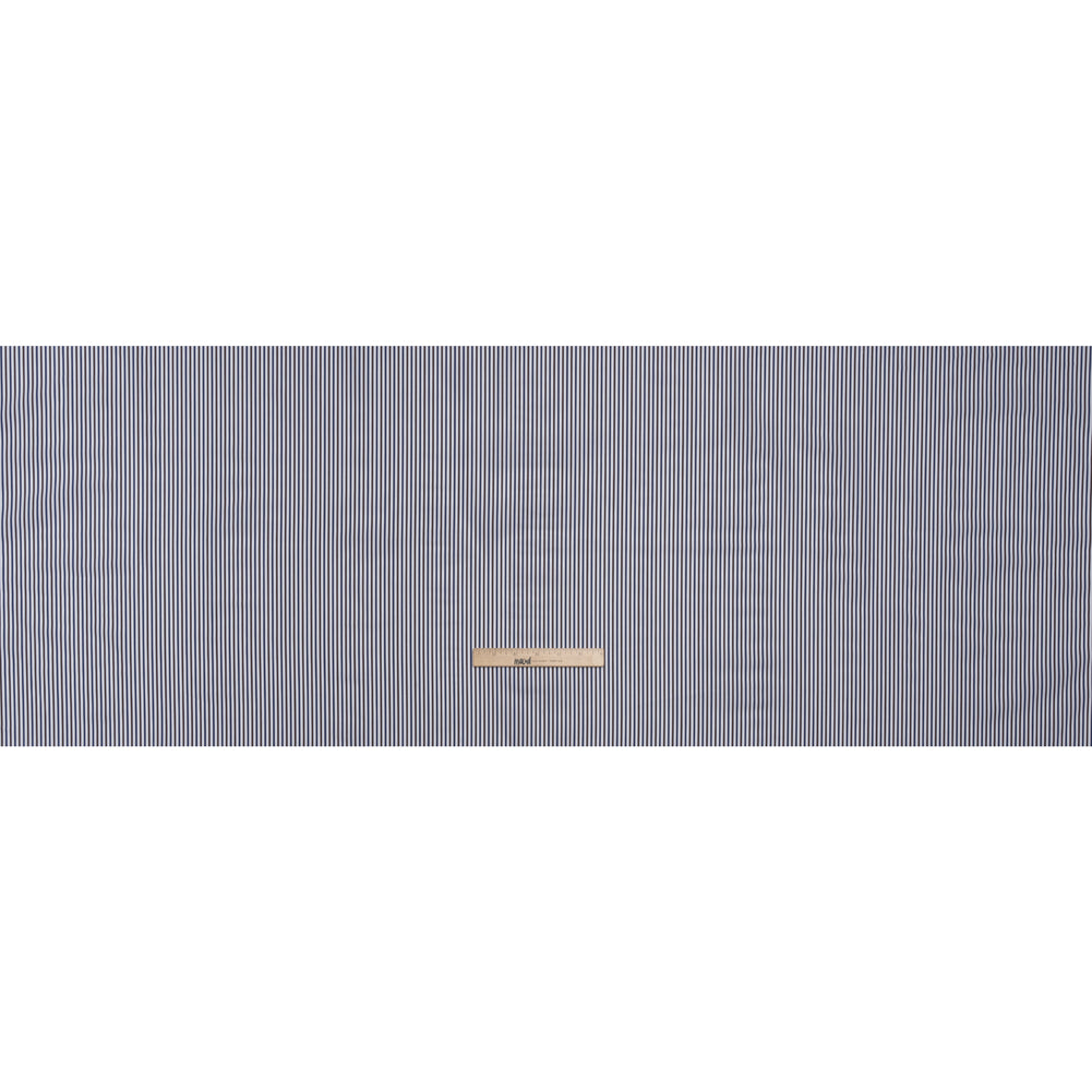 Cotton Shirting - Blue, Brown and White Stripes - Designer Deadstock