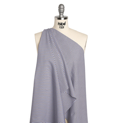 Cotton Shirting - Blue, Brown and White Stripes - Designer Deadstock