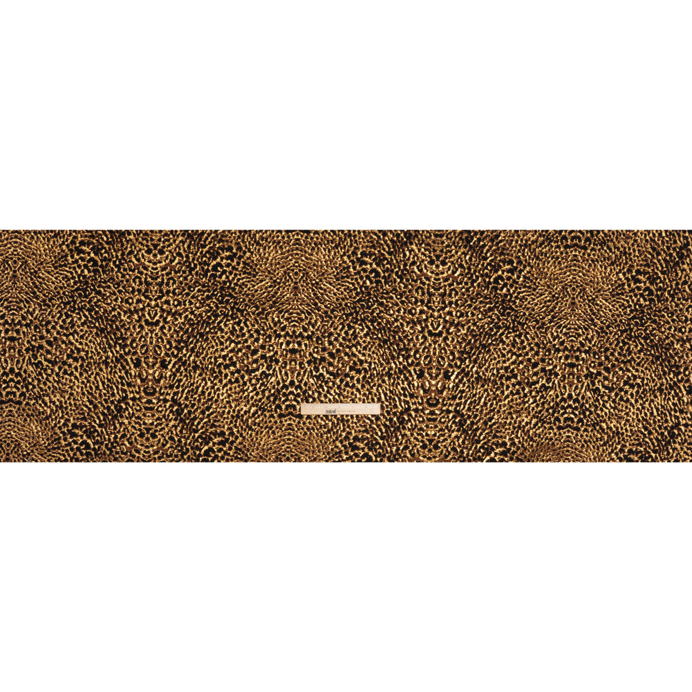 Metallic Polyester and Viscose Brocade - Brown, Black and Gold Animal Spots - Deadstock