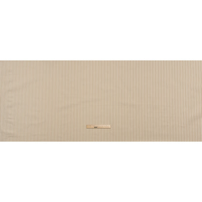 Cotton Twill - Natural Beige Speckles and Taupe Paired Stripes - Deadstock