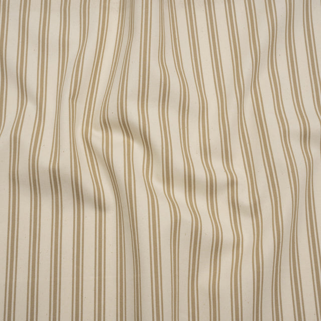 Cotton Twill - Beige and Ivory Ticking Stripes - Deadstock