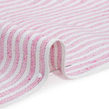 Cotton and Linen Woven - Pink and White Railroaded Stripes - Deadstock