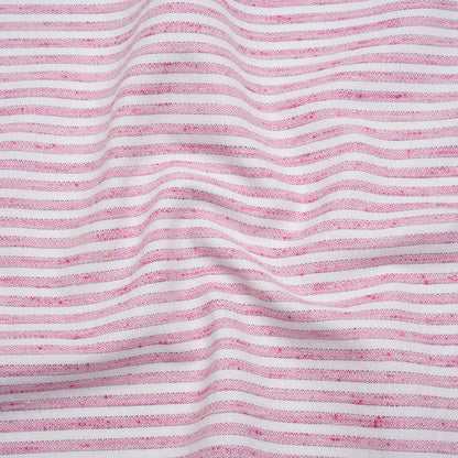 Cotton and Linen Woven - Pink and White Railroaded Stripes - Deadstock